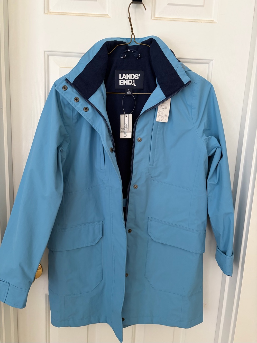 Lands' End Women's Sky Blue Trench Coat